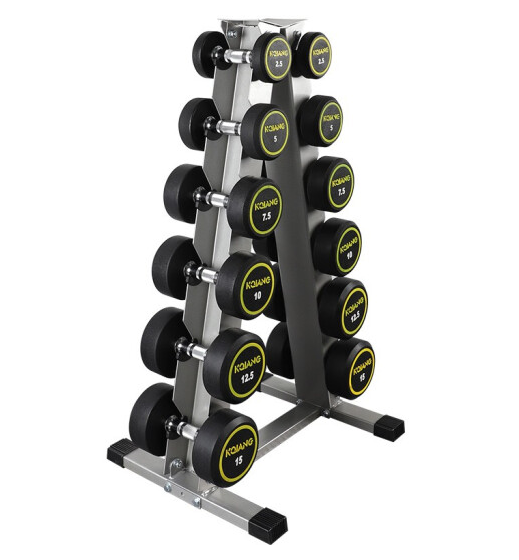 康強商用包膠啞鈴固定啞鈴健身房專用 6付啞鈴組（含啞鈴、啞鈴架）