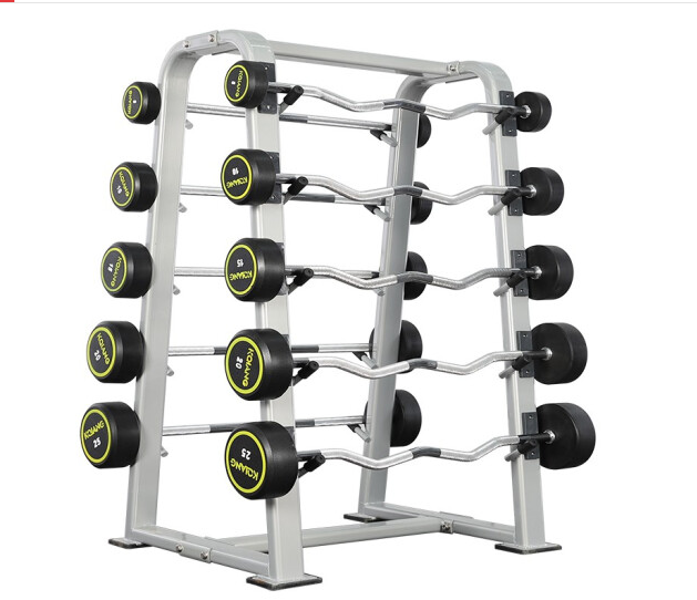 康強杠鈴組直杆、曲杆包膠固定式杠鈴健身房專用 杠鈴組合